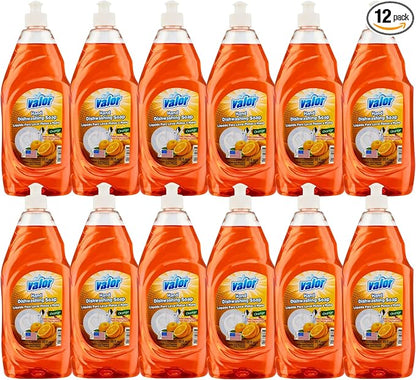 Valor Dishwashing Liquid, 25 fl oz – Dish Soap for Kitchen & Bathroom, Grease-Fighting, Gentle on Hands, Fast Rinse, Eco-Friendly Biodegradable Formula (25 fl oz (Pack of 12), Orange)