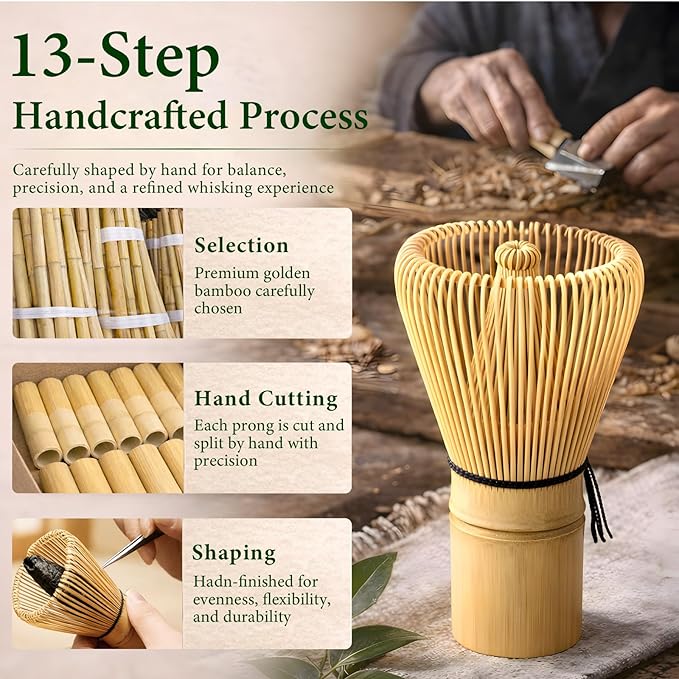 Matcha Whisk - Bamboo 100 Prong Handcrafted Natural Whisk