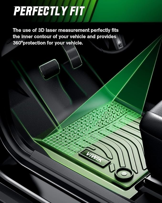VIWIK Floor Mats Fit for Kia NIRO EV 2023 2024 Car Mats All Weather Custom Floor Liners Full Set 1st and 2nd Row Front & Rear Automotive Accessories TPE Black Odorless Waterproof