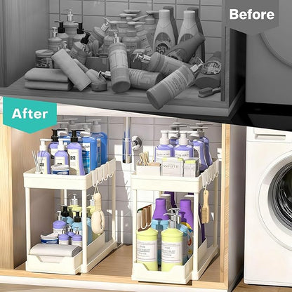 Under Sink Organizers and Storage 2 Pack, Pull-Out Sliding Cabinet Organizer