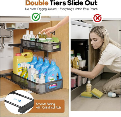 2 Pack 17.3IN-Depth Under Sink Organizer