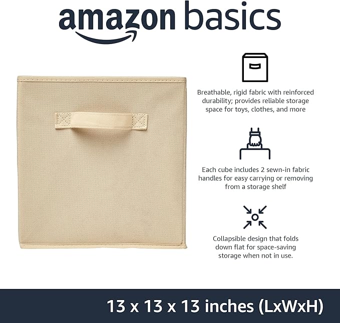 Amazon Basics Collapsible Fabric Storage Cube Bins Organizer