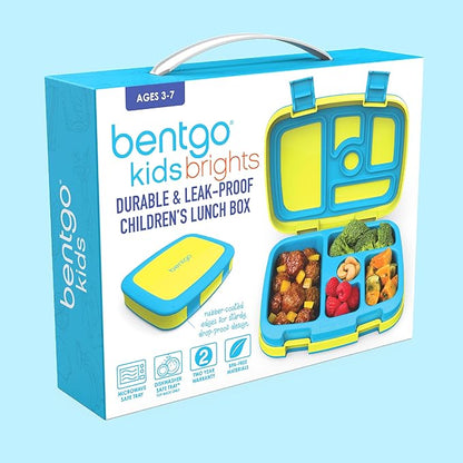 Bentgo Kids Bento-Style 5-Compartment Leak-Proof Lunch Box - Ideal Portion Sizes for Ages 3 to 7 - Durable, Drop-Proof, Dishwasher Safe, PFAS & BPA-Free & Made with Food-Safe Materials (Citrus Yellow)