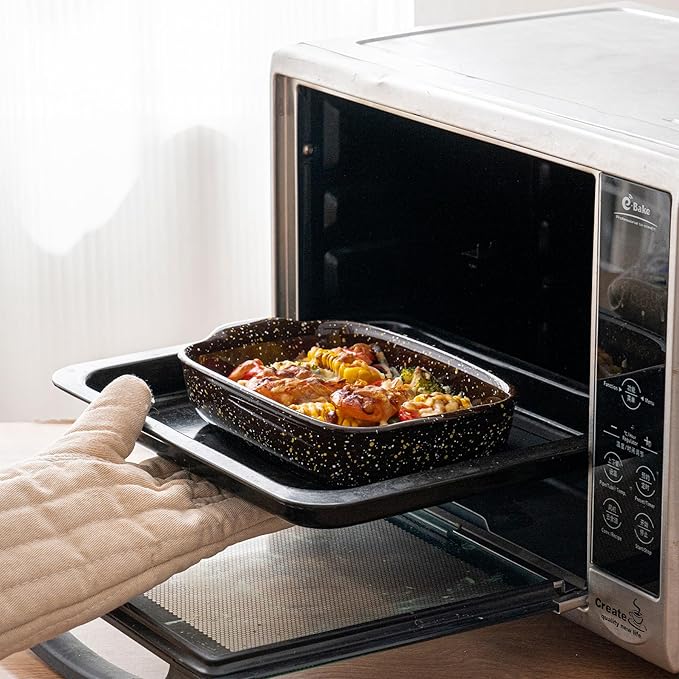 3-Pack Deep Rectangular Ceramic Baking Dishes, Heavy-Duty Oven-Safe Stoneware