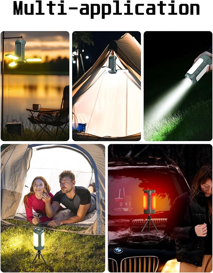 Foldable Camping Light Rechargeable Lantern, 10000mAh, Portable Flashlight, IP54 Waterproof, 1/4" Screw Adapter, 750LM, 5 Modes, LED Tent Light for Camping, Hiking, Fishing