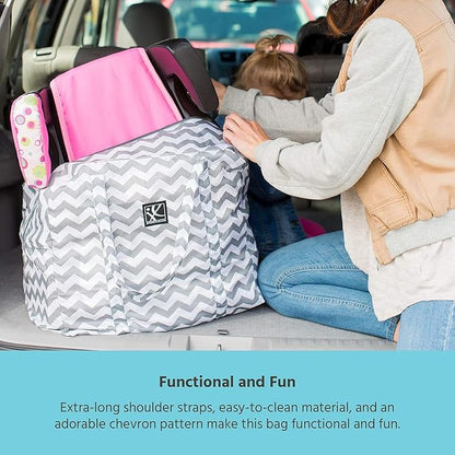 J.L. Childress Go-Go Travel Bag for Kids Backless Booster Seat-Compact Carrier for Airplane & Air Travel,For_Toddler Backless Booster Car Seats,Fits Compact Strollers like GB Pocket-Chevron(Pack of 6)