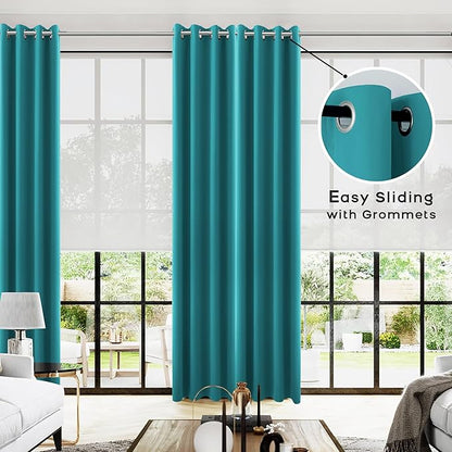 KOUFALL Teal Curtains 96 Inches Long