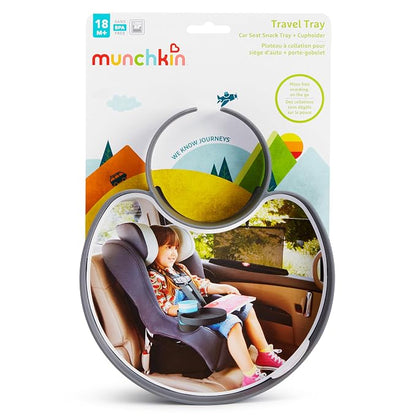Munchkin® Carseat Tray - Toddler Travel & Road Trip Accessory for Mess-Free Snacking in The Car, Grey (Pack of 2)