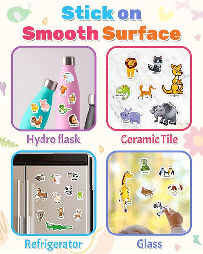 Benresive Reusable Sticker Book for Toddlers 2-4 Years, Fun Travel Stickers for Kids, Waterproof Sticker Books for Toddlers 1-3, Crafts Activities for Todddlers 1-3 2-4 3-5 - Animals Zoo