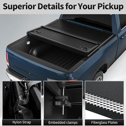 OEDRO FRP Hard Tri-fold Tonneau Cover Fits for Toyota Tacoma 2024 2025 2026 6ft Bed (Excl. Trail Edition), Weather-Resistant