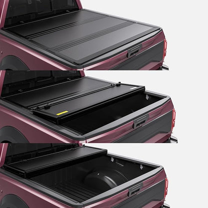 OEDRO Low-Profile Hard Tri-Fold Tonneau Cover Compatible with Toyota Tacoma 2024 2025 2026 (Excl. Trail Edition) 5ft Bed with Tacoma Bed Rail, One-Handed Quick Release, Drainage Design
