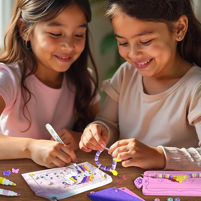 Imagimake Unicorn Craft Kit | 20+ Mess Free Activities | Bracelet Making Kit, Magnetic Board Princess Dress Up, Unicorn Stickers and More | 5,6,7,8 Year Old Girl Birthday Gift | Crafts for Girls 8-12
