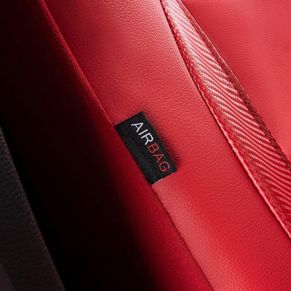 Flying Banner car seat Covers Protects Water Proof Faux Leather Carbon Fiber Fronts Rear Bench Covers (Red Red, Full Set - 8PCS)