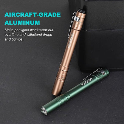 FASTPRO 6-Pack Pen Light, Aluminum LED Penlights with Batteries Included & Pre-Installed, Pocket Pen Flashlight for Inspections, Repairs, Camping and Emergencies