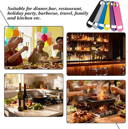 6 Pcs Colorful Stainless Steel Heavy Duty Flat Bottle Openers, 7 Inch Solid