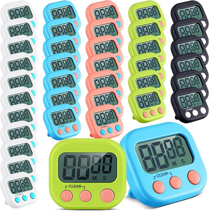 Xuhal 100 Pieces Digital Kitchen Timer Bulk, Small Magnetic Timers