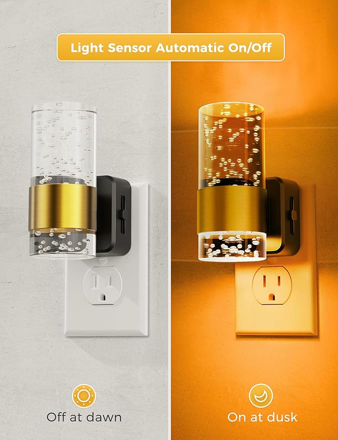 Night lights plug into wall, Amber Night Light