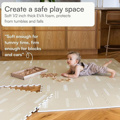 Lillefolk Foam Baby Play Mat – Interlocking Tiles for Kids | Non-Toxic Crawling Mat for Tummy Time, Toddlers & Infants – 6x6ft 9 Tiles