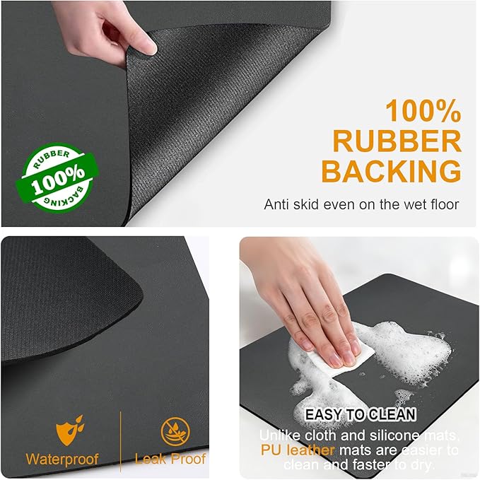 Dish Drying Mat & Coffee Mat for Kitchen Counter, Absorbent Microfiber