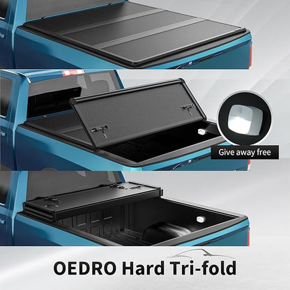 OEDRO FRP Hard Tri-fold Tonneau Cover Fold Truck Bed Covers Compatible with Toyota Tacoma 2024 2025 2026 (Excl. Trail Edition) with 5 Feet Bed with Tacoma Bed Rail