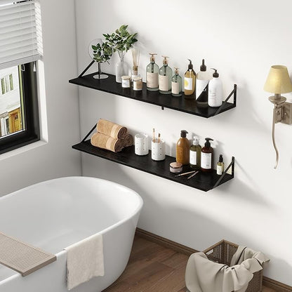 12 Inch Deep Floating Shelves, Deep Wall Shelves Bracket Set of 2, Large