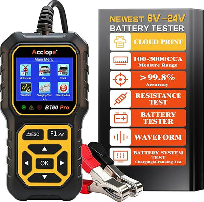 Acclope BT60 Pro Car Battery Tester, Digital Analyzer