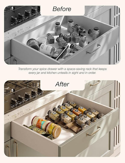 Tinamo Acacia Wooden Spice Rack Organizer