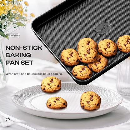 Nonstick Baking Pans Set, 8-Piece Stackable Bakeware Sets, Non-Toxic Oven Pan