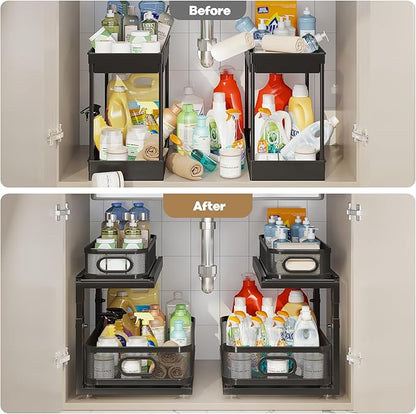 2 Pack 18.5IN-Depth Under Sink Organizer