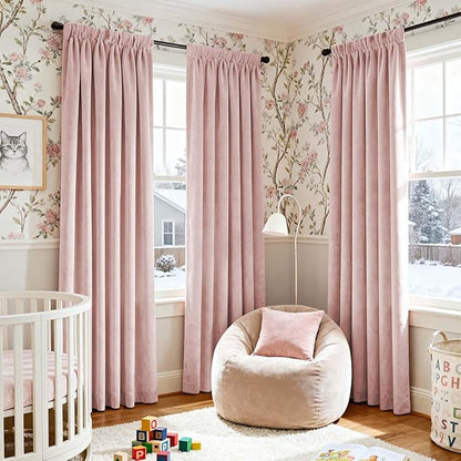 Lazzzy Velvet Blackout Curtains Thermal Insulated Room Window Drapes Super Soft