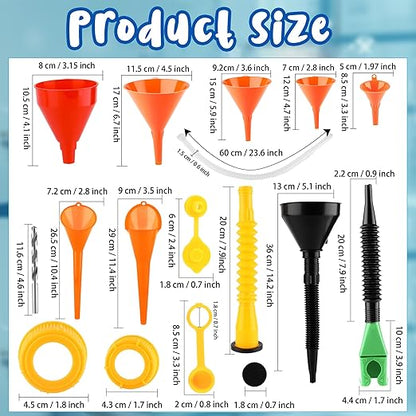 30 Pcs Automotive Funnel Set Wide Mouth Fuel Oil Funnel Plastic Long Neck