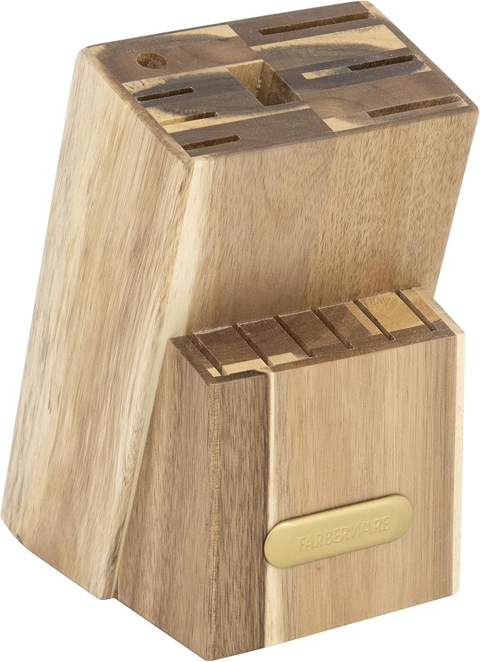 Farberware 15-Piece Triple Riveted Acacia Knife Block Set, High