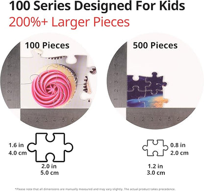 100 Pieces Jigsaw Puzzles, Large Pieces, Puzzles for Beginners, Easy Puzzles for Kids and Seniors, Family Game Nights, Finish Size 15.7 x 11.8 in (Monster Popsicles)