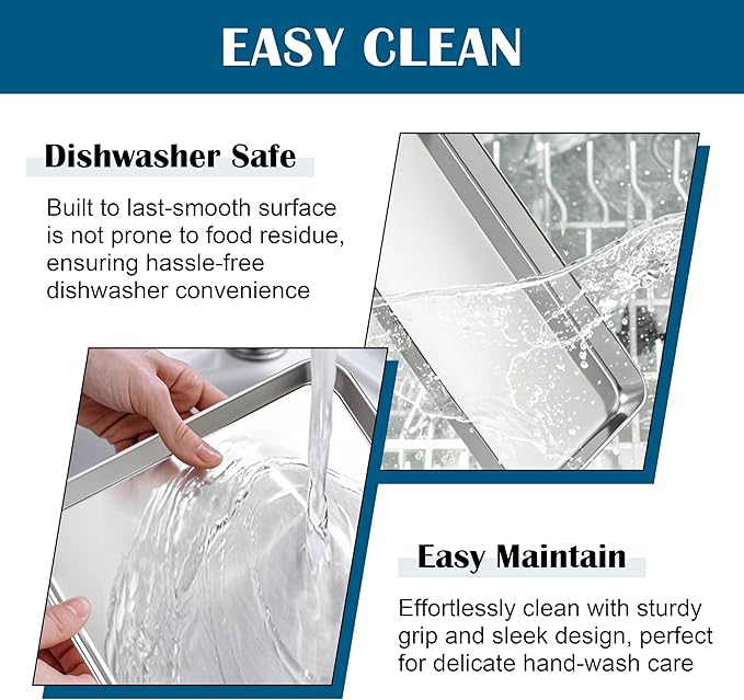 E-far Baking Sheet with Wire Rack, Large Stainless Steel Cookie Sheets Pan &