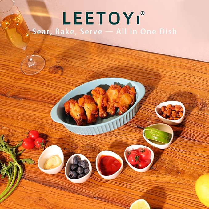 LEETOYI Porcelain Small Oval Au Gratin Pans, Baking Dish Set