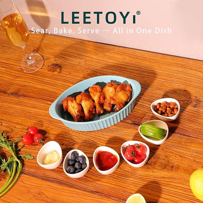 LEETOYI Porcelain Small Oval Au Gratin Pans, Baking Dish Set