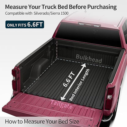 OEDRO Low-Profile Hard Tri-Fold Tonneau Cover Compatible with Chevy Silverado/GMC Sierra 1500 New Body Style 2019-2026 6.6ft Bed w/o Multi-Flex Tailgate, One-Handed Quick Release, Drainage Design