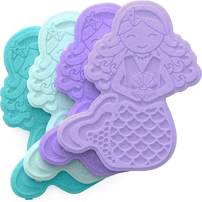 Bentgo Buddies Glitter Reusable Ice Packs - Slim Ice Packs for Lunch Boxes, Lunch Bags, and Coolers - Multicolored 4-Pack (Mermaid)