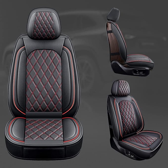 MIROZO Ram Seat Covers Full Set, Waterproof Truck Seat Cover Leather Car Seat Protector Compatible with 2009-2026 RAM 1500/2500/3500 Crew Quad Cab Pickup with Split Curved Bench 40/60,Black and Red