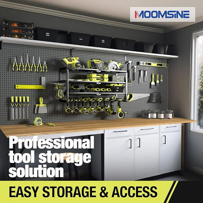 4 Layer Power Tool Organizer Wall Mount, Battery Tools Holder