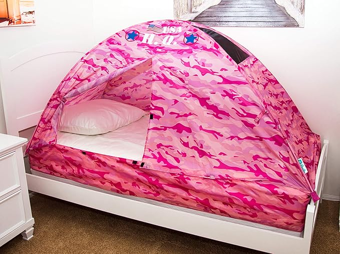 Pacific Play Tents 19781 Kids Pink Camo Bed Tent Playhouse - Twin Size