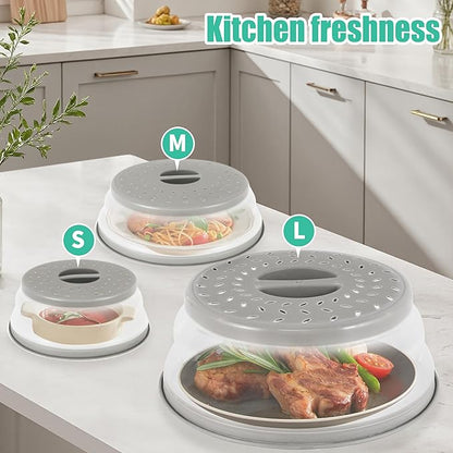 3 Pack Collapsible Microwave Food Covers, Splatter Guard, Vented Microwave Lid