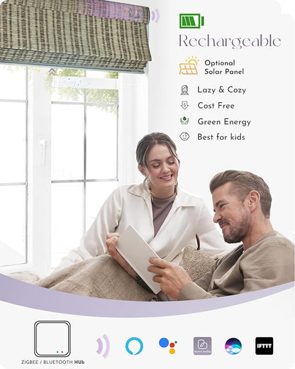 Graywind Smart Natural Roman Shades Compatible