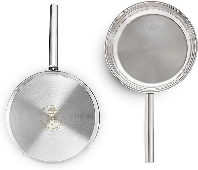 Camping Cookware Set 304 Stainless Steel 8-Piece Pots & Pans Open Fire Cooking Kit | Frying Pan Steamer with Travel Tote Bag | Compact For Outdoors & Indoors Kitchen Family Campfire Hiking RV