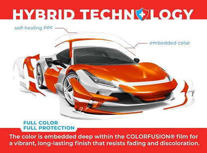 ColorFusion PPF by VViViD, Gloss Flame Orange Dry Apply PPF Vinyl Car Wrap Roll 60ft x 5ft