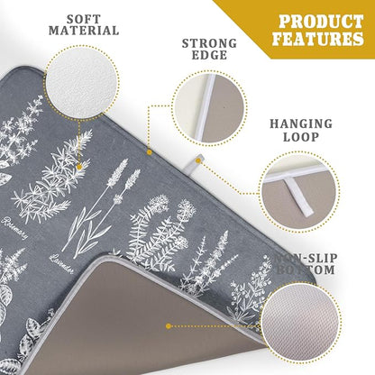 Flower Herbs Dish Drying Mat Wild Plant Dish Rack Mat