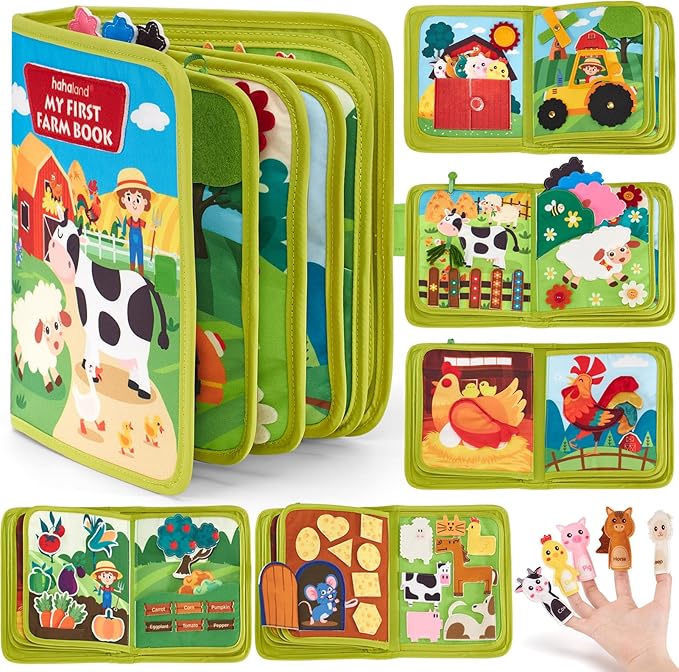 hahaland Busy Book for Toddlers 1-3 - Montessori Toys Busy Board for 1 Year Old Boy Gifts Girl Toys Educational Learning Quiet Activity Books Travel Toy One Year Old Birthday Christmas Toddler Gifts