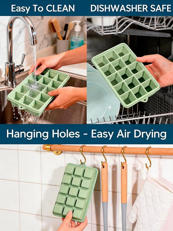 Silicone Ice Cube Tray, 2 Pack Ice Trays