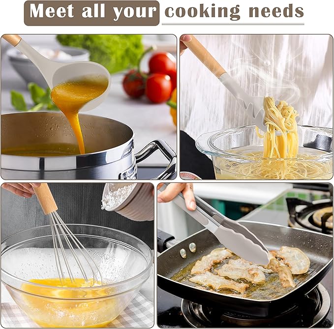 E-far Silicone Cooking Utensils Set, 10-Piece Heat Resistant Kitchen Utensils