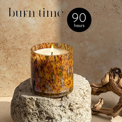 LAFCO New York Signature Candle, Labdanum - 15.5 oz - 90-Hour Burn Time - Reusable, Hand Blown Glass Vessel - Made in The USA